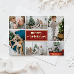 Red Retro God jul Photo Collage<br><div class="desc">God jul! Skicka dina semesterhälsningar till familj och vänner med det här anpassadet. Den har retrotypografi och en fotokollage-mall. Anpassa det här fotokollage-vykortet genom att lägga till information. Det här guld-folievykortet finns i andra färg och andra kartonger. Matchande objekt är tillgängliga.</div>