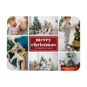 Red Retro God jul Photo Collage Magnet
