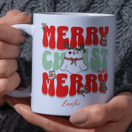 Red Retro Groovy God jul Kawaii Namn Mugg