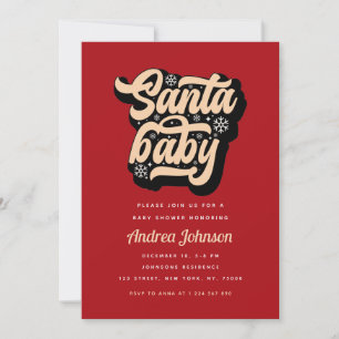 Red Retro Groovy Santa Baby, julklapp Inbjudningar