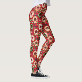 Red Retro jul Donuts Red Tartan Play Leggings
