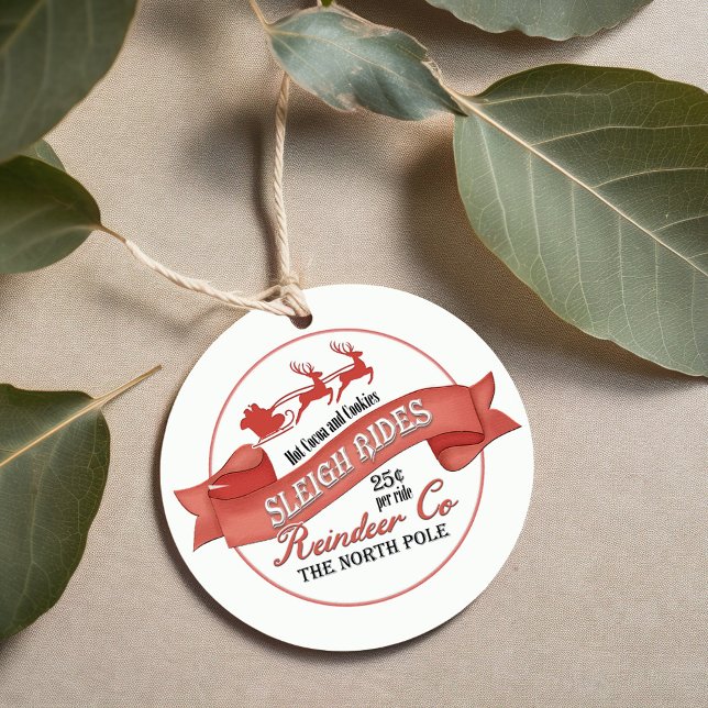 Red Retro-jultomten Anpassningsbar Gåvor Etiketter (Christmas custom circle gift tag)