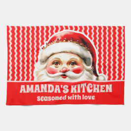 Red Retro Jultomten Red Ric Rac-jul Kökshandduk