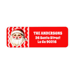 Red Retro Jultomten Red Ric Rac-jul Returadress Etikett