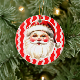 Red Retro Jultomten Ric Rac jul Kids Photo Julgransprydnad Keramik