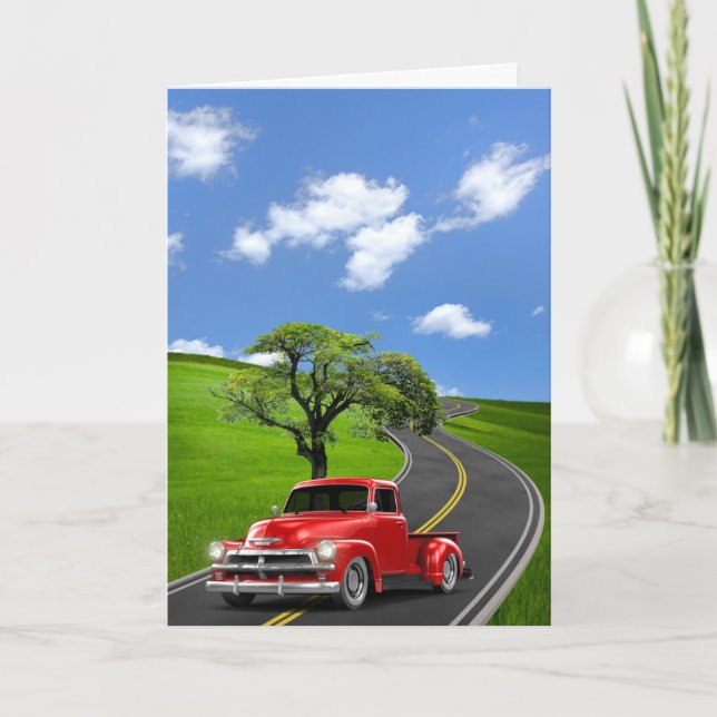 Red Retro Lastbil Pension Kort (Framsida)