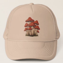 Red Retro Mushroom Cluster | Graphic Print Hiking Keps