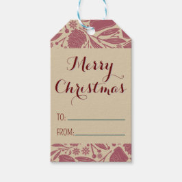 Red Retro Mysigt jul Mönster Presentetikett