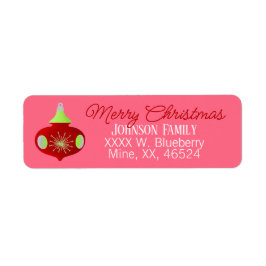 Red Retro Ornament juletikett Returadress Etikett