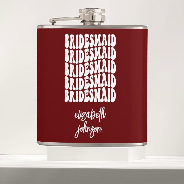 Red Retro Personlig Bachelorette Bridesmaid Fickplunta (Skapare uppladdad)