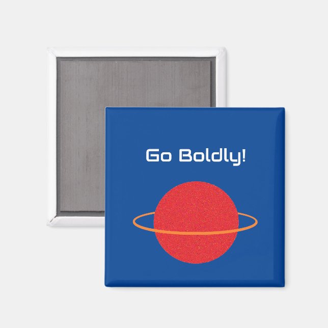 Red Retro Planet, Classic Sci-Fi Space-Tecknad Magnet (Front/Back)