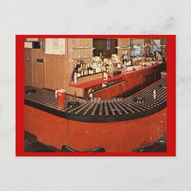 Red Retro Pub Vintage Vykort (Framsida)