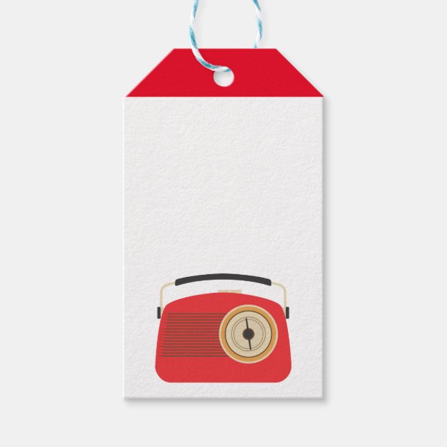 Red Retro Radio Presentetikett (Framsidan)
