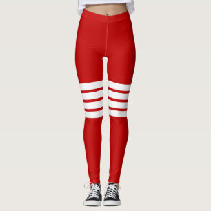 Red Retro Rand Stripe Mönster Leggings