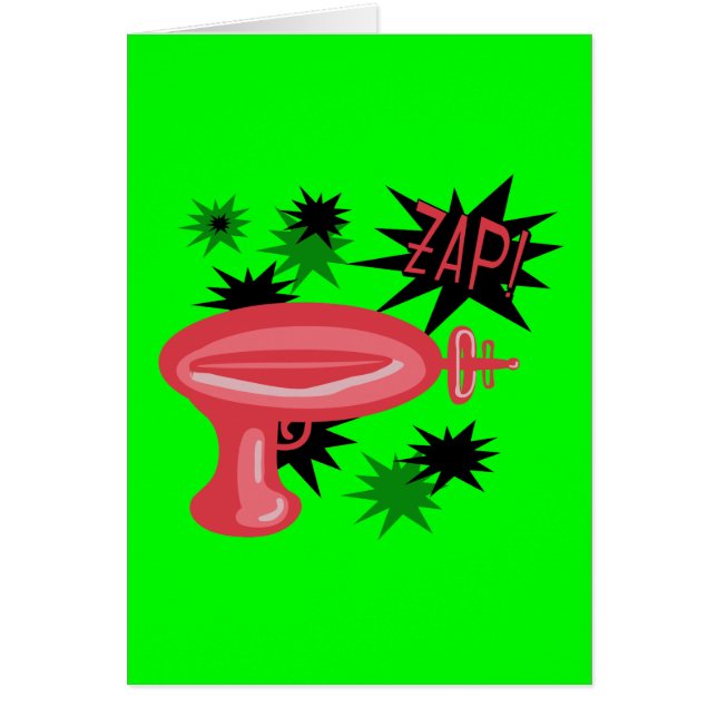 Red Retro Raygun Hälsningskort (Framsidan)