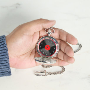 Red Retro Record Pocket Watch Armbandsur