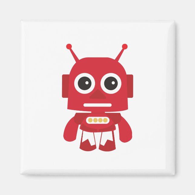 Red Retro Robot Magnet (Framsidan)