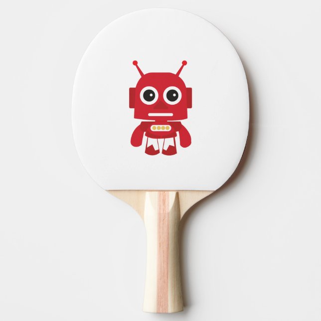 Red Retro Robot Pingisracket (Framsidan)