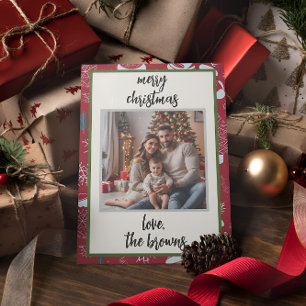 Red Retro Santa Anpassningsbar Photo jul Card Julkort