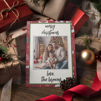 Red Retro Santa Anpassningsbar Photo jul Card Julkort