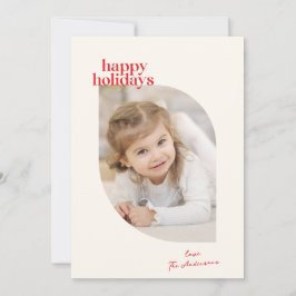 Red Retro Script Fun Family 1 Photo Julkort