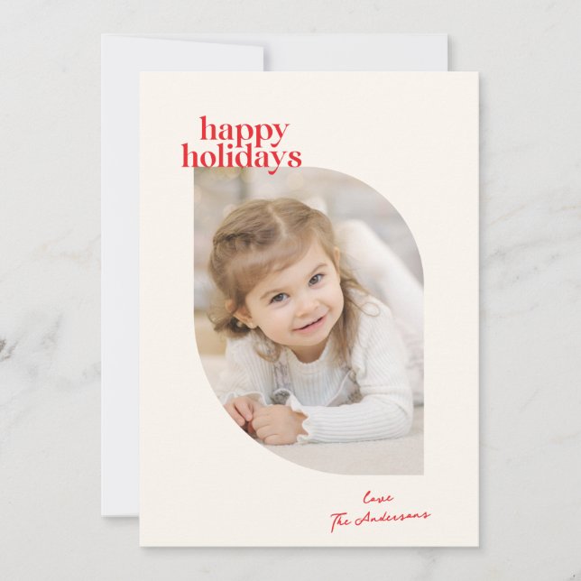 Red Retro Script Fun Family 1 Photo Julkort (Framsida)