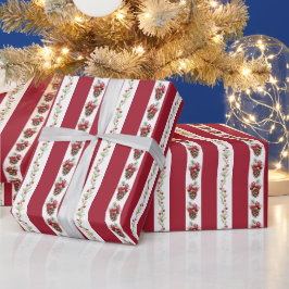 Red retro stripes vintage Christmas gift wrap Presentpapper