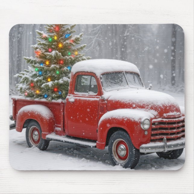 Red Retro Truck With Christmas Tree Musmatta (Framsidan)
