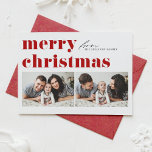Red Retro Typography God jul Two Photo Helgkort<br><div class="desc">God jul! Skicka dina julhälsningar till familj och vänner med det här anpassadet. Den har återformig fet typografi. Anpassa genom att lägga till information. Julkortet finns i anpassningsbar på andra kartonger. Matchande objekt är tillgängliga.</div>