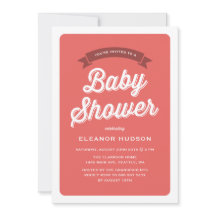 Red Retro Typography Script Classic Baby Shower