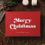 Red Retro Vintage Font God jul Julkort<br><div class="desc">God jul-kort: en klassisk retrodesign med en vintage-inspirerad typografi och en klassisk röd bakgrund.</div>