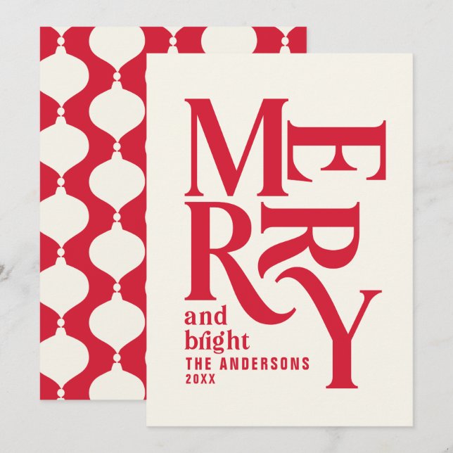 Red retro vintage merry Chritsmas Meddelande (Fram/baksida)