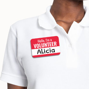 Red Reusable VolunteTeam Member Dry Erase Namnbricka