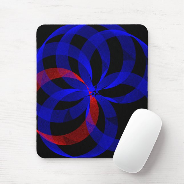 Red Revolving Accent Geometric Mouse Pad Musmatta (Med mus)