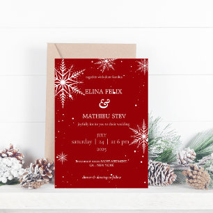 Red Rhinestone Snowflake Enchanted Winter Wedding Inbjudningar