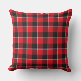 Red Ribbon and Heavy Metal Plaid Black Kudde