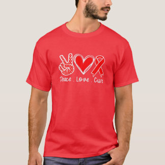 Red Ribbon Awareness Costume Drug Free Peace Kärle T Shirt