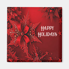 Red Ribbon Blommigt Helgdag jul Magnet