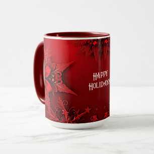 Red Ribbon Blommigt Helgdag jul Mugg