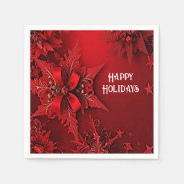 Red Ribbon Blommigt Helgdag jul Papper Pappersservett