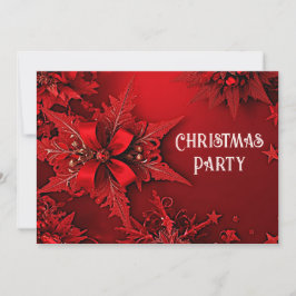 Red Ribbon Blommigt Helgdag jul, Party bjudande in Inbjudningar
