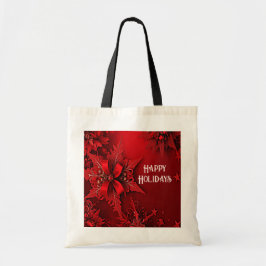Red Ribbon Blommigt Helgdag jul Tote Bag Tygkasse