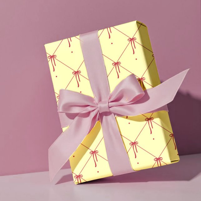 Red Ribbon Bows - Classic Valentine Wrapping Paper Presentpapper (Skapare uppladdad)