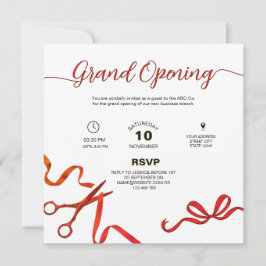 Red ribbon cuttiing Grand opening Invitation Inbjudningar