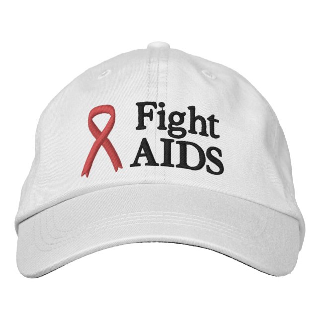 Red Ribbon Fight Aids Hat Broderad Keps (Framsida)