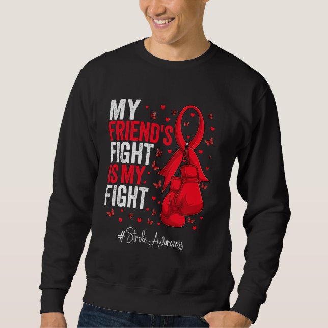 Red Ribbon Friend Stroke Awareness Lång Ärmad Tröja (Framsida)