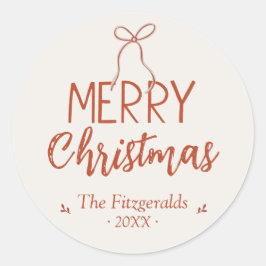 Red Ribbon God jul Anpassningsbar Runt Klistermärke