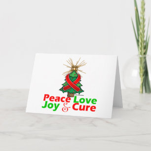 Red Ribbon God Jul Peace Kärlek, Joy & Cure Helgkort