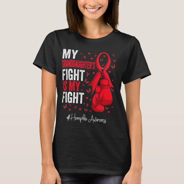 Red Ribbon Granddotter Hemophilia Awareness T Shirt (Framsida)
