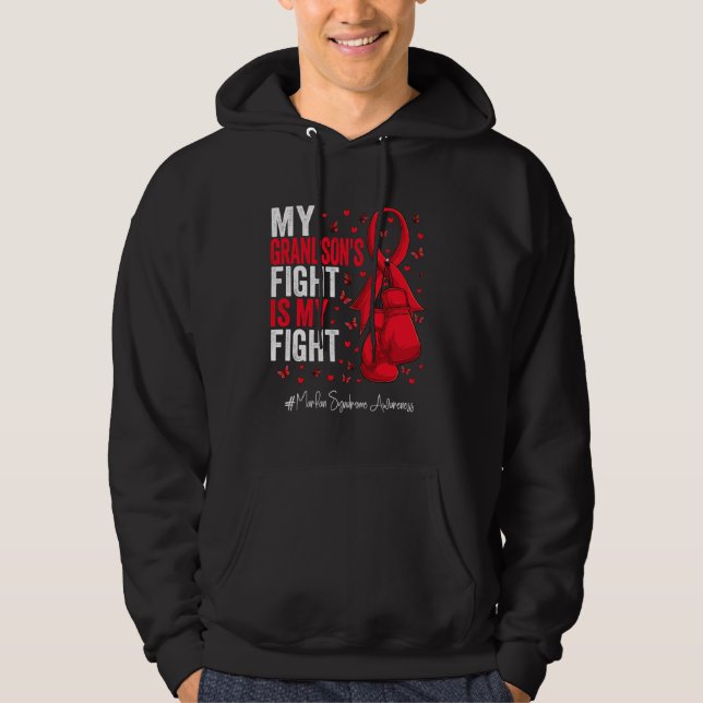 Red Ribbon Grandson Marfan Syndrome Awareness Hoodie (Framsida)